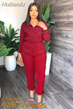 Huibaolu Fashion Women Pocket Front Single Breasted Turn-down Neck Long Sleeve Jumpsuit Streetwear INS One Piece Suit Playsuit