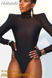 Huibaolu Turtleneck 2023 Autumn Winter Black Bodysuit Bodycon Women Long Sleeve Y2K Shoulder Pads Body Top Sexy Casual Junpsuit