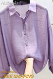 Huibaolu Purple Loose Chiffon Shirt Shirt Women's Long Sleeve Air Conditioning Shirt Summer 2023 New Top Thin Sunscreen Cardigan