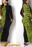 Huibaolu Autumn Summer Women Fashion Leopard Print Bodycon Long Maxi Dress Sexy Club Party Dresses Vestidos GLLD8600