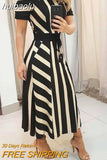 huibaolu Colorblock Short Sleeve Maxi Dress Women Casual Daily Long Dresses