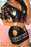 huibaolu Sleeve Floral Print Bodycon Dress