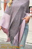 huibaolu Tassel Design Knitted Ponchos and Capes Women Casual Shawl Cloak Tops Free Size