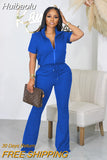 Huibaolu Active Women's Set Zipper Fly Short Sleeve Jacket Top and Flare Pants Suit 2023 Fashion Two 2 Piece Set Outfit Tracksuit