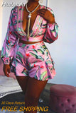 Huibaolu Summer Women Set Tracksuits Beach Bohe Floral Print Tops+Shorts Sexy Night Club Party Street Two Piece Suit Outfits