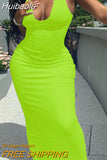 Huibaolu White Black Sexy Bodycon Dress For Women 2023 Sundress Ribbed Knit Maxi Tank Wrap Dress Pink Casual Green Summer Dress