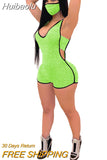 Huibaolu Sport Women Sleeveless V-neck Cut Out Waist Short Bodysuit Jumpsuit Sexy One Piece Overall Romper Playsuit