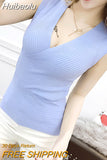 Huibaolu Top vetement femme 11 Colors Fashion Vest Casual Sleeveless Sexy V-Neck Women Summer Korean Knitted Cotton Womens Clothes