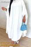Huibaolu Elegant Batwing Sleeve Loose Maxi Long White Dress for Women Fashion Vintage Chic 2023 Autumn Winter Dresses Vestidos